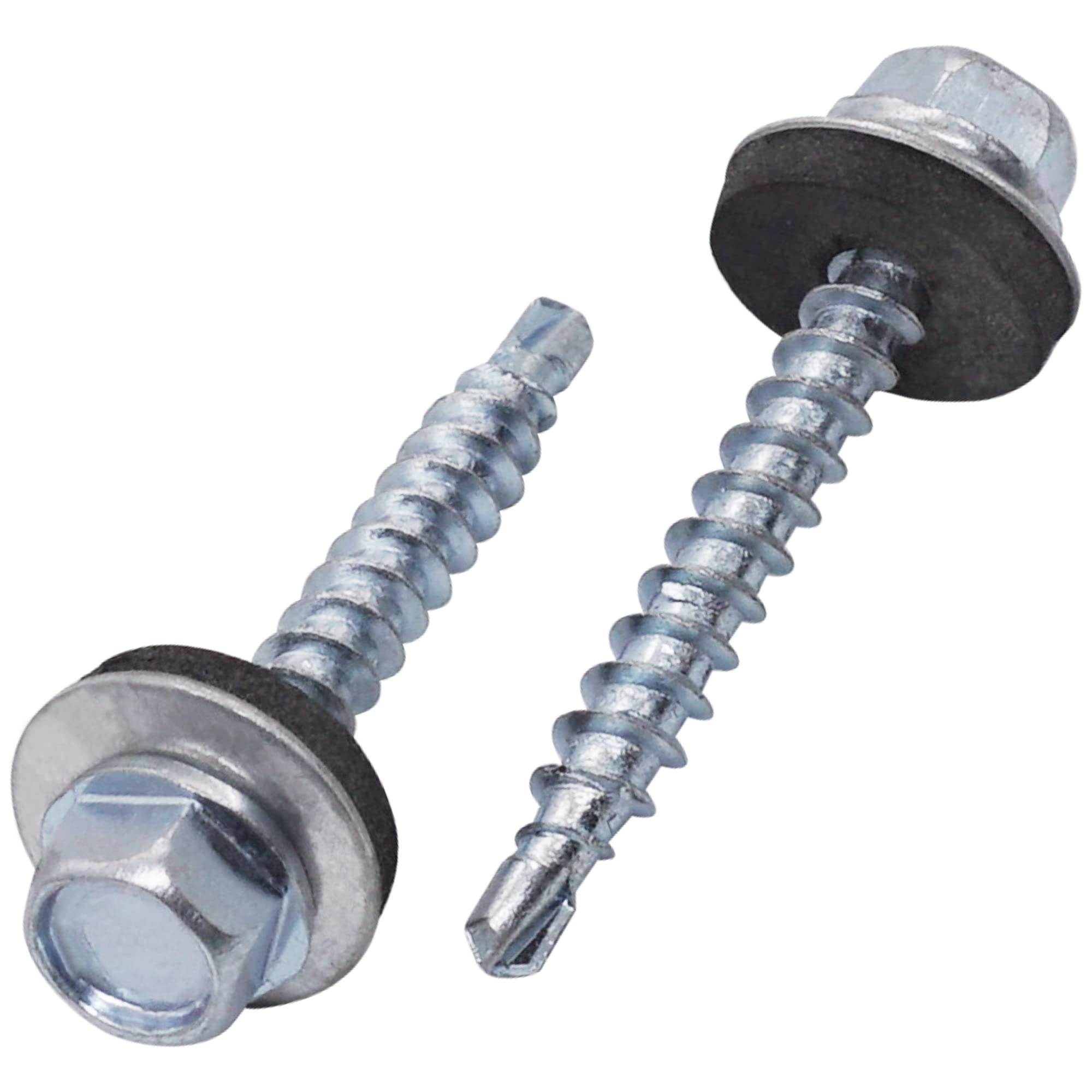 (Pack of 80 pcs) Zinc Plated Steel 4.8 x 35 mm Self-Drilling Screws With EPDM Washers, Hex Washer Head, Sheet Metal Screw, Roofing Self Tapping (80, 4.8 x 35 mm) — image 1