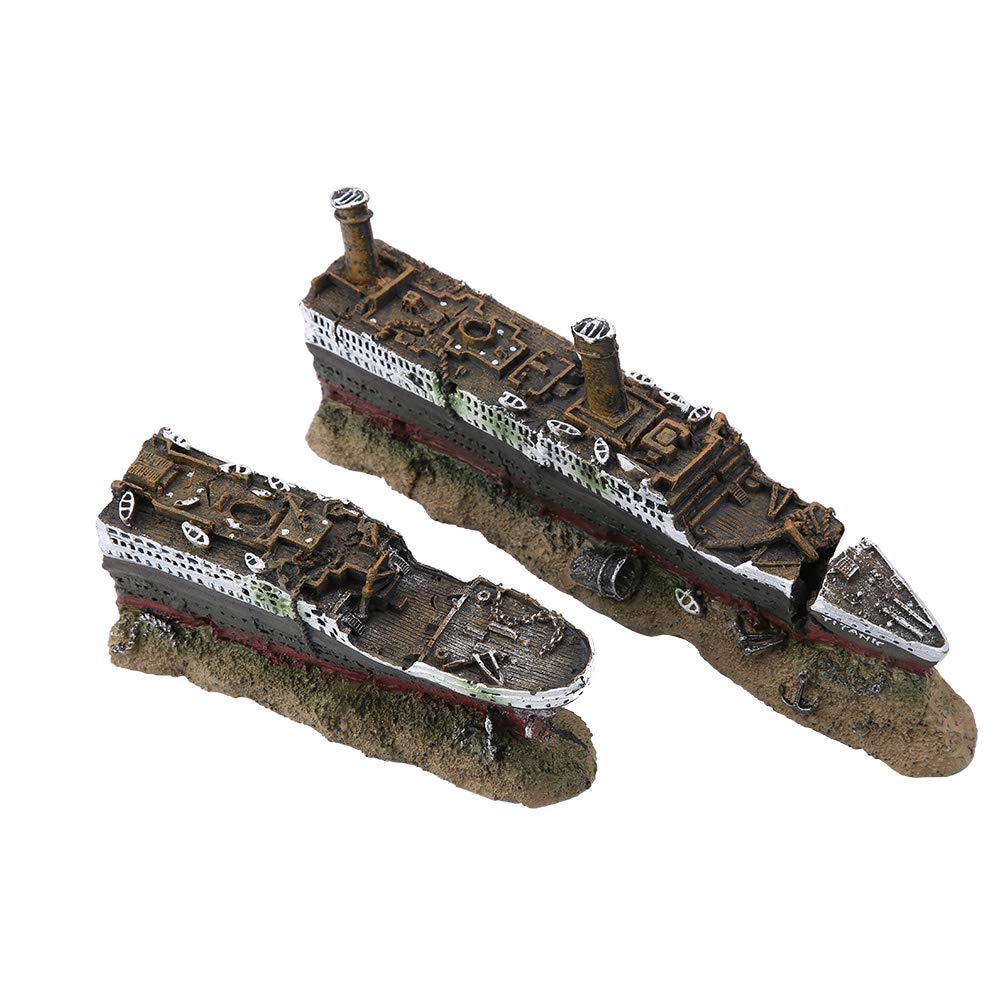 Akozon Titanic Lost Wrecked Aquarium Decoration Creative Aquarium Boat Ship Sunken Ship Decoration Ornament Wreck Ornaments