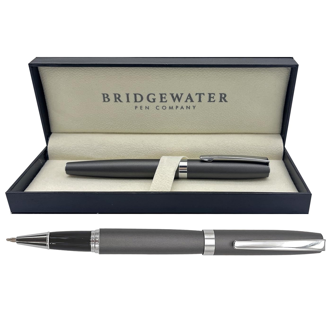 Bridgewater Pen Company Executive Roller Ball Point Pen Collection, Boxed, Sleeved (Hereford, Grey) — image 1