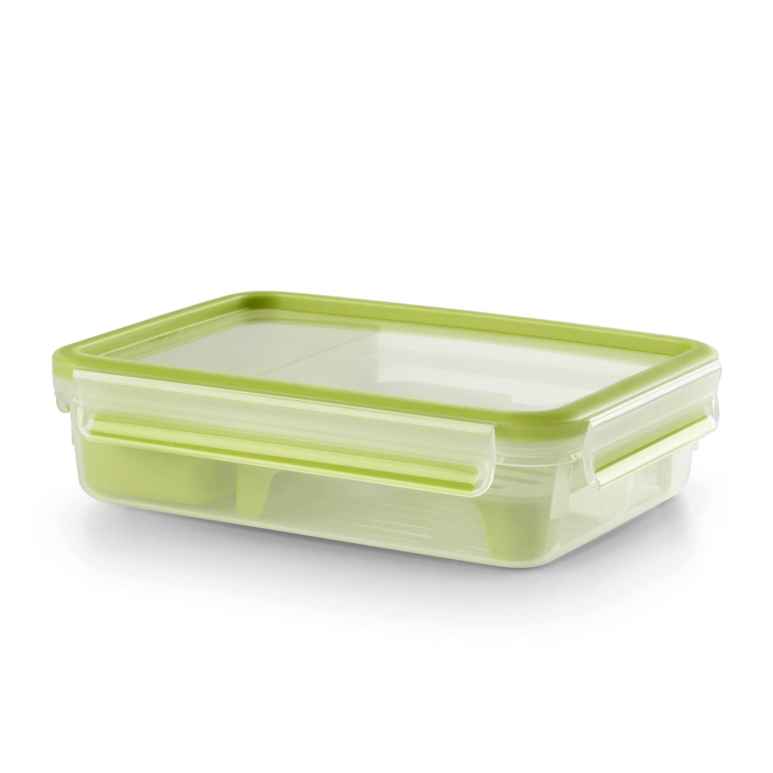 Tefal Master Seal To Go Brunch Box Rectangle Food Storage, Clear/Green, 22.6 x 16.5 x 6.3 cm