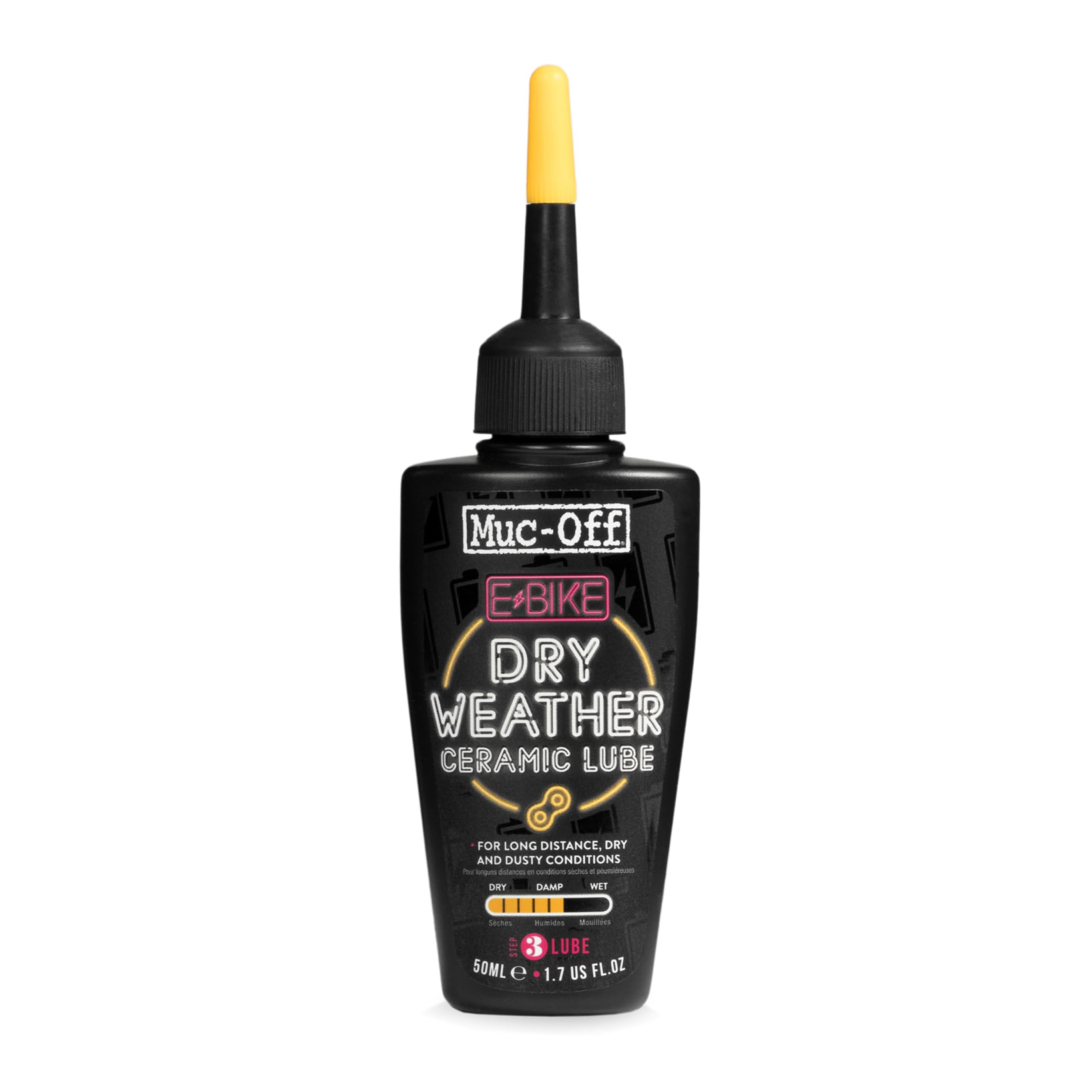 Muc-Off eBike Dry Weather Chain Lube - Ceramic Coating Bike Chain Oil for Electric Bikes - Reduces Friction and Excels in Dry Conditions - 50ml