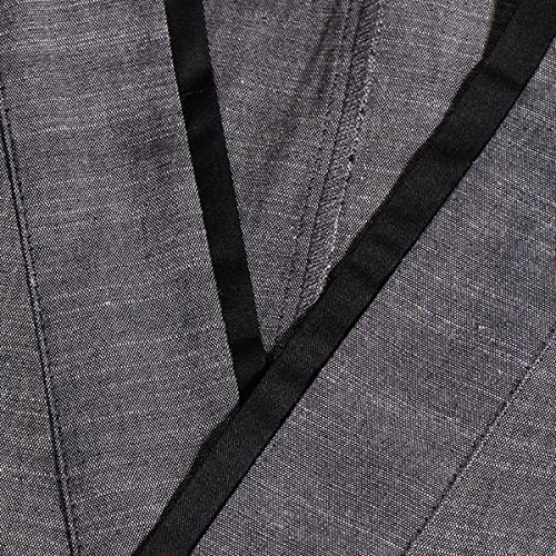 Men's Japanese Chef-Jacket 3/4 Sleeve Kimono Cooking Soft &Breathable Chef Coat Gray