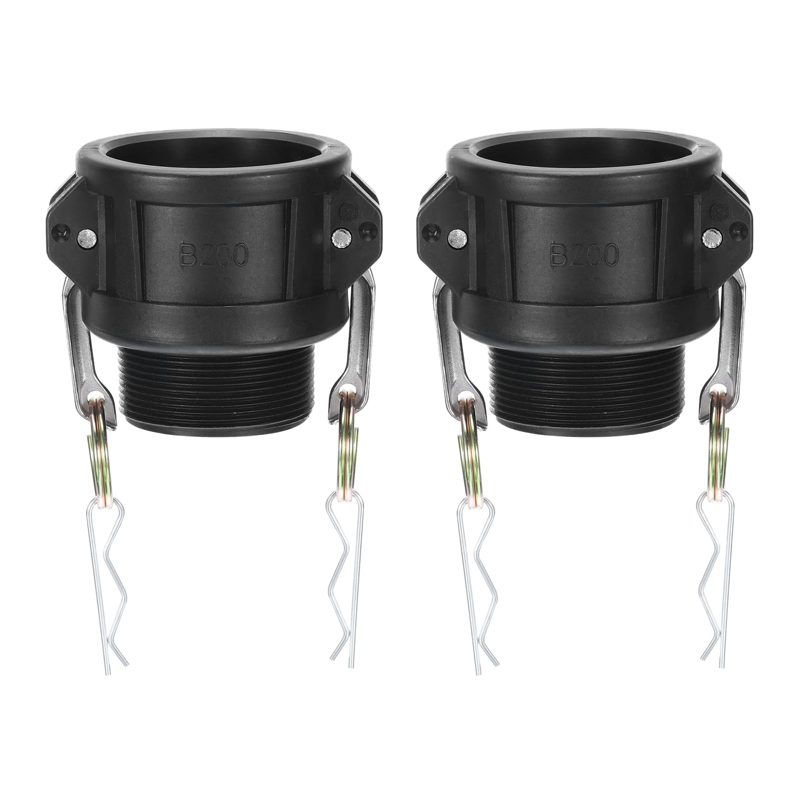 PATIKIL Poly Cam Lock Fittings, 2 Pcs 2" Part B Male Adapter x Female NPT Thread Cam Groove Hose Fittings Polypropylene Cam Lock Fittings, Black