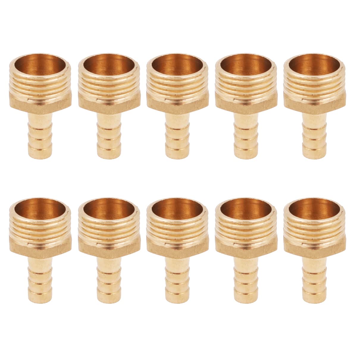 10PCS Hose Pipe Tap Connector Brass Hose Nozzle Connector Hose Fitting Male Adapter for Pond Pool Hose Pipe Adapters -1/2 8mm