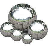 Nerien Gazing Ball, Stainless Steel Garden Mirror Globe, Polished Ornament Sphere, Hollow Floating Reflective Hemisphere, for
