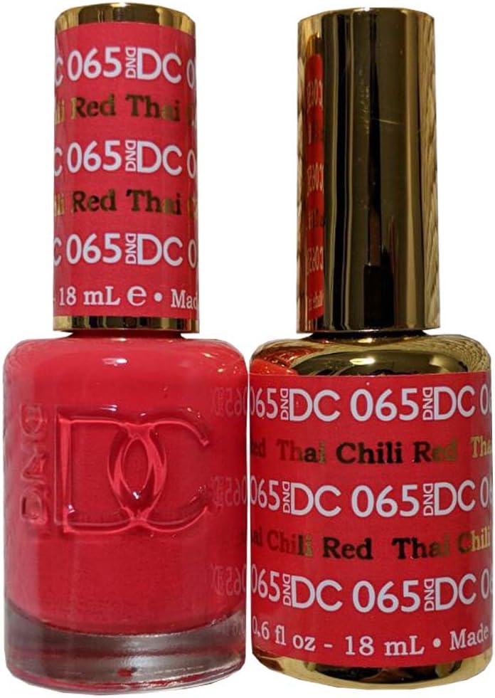 DnD DC Gel Polish + FREE LACQUER NAIL POLISH - Thai Chili Red - Buy 1 get 1 Free 2x18ml - Free matching Nail Lacquer included when buying UV LED Gel Nail Polish - Matching Colour Gel & Nail Lacquer