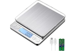 KUBEI Upgraded Large Range Small Kitchen Scale, USB Charging Mini Food Electronic Scale, High Accuracy Cooking Scale, Pocket Scale with LCD Display, 1kg/0.01