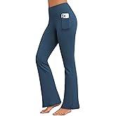 AegisChic Flare Yoga Pants with Pockets for Women Wide Leg Tummy Control Flared Workout Leggings High Waist