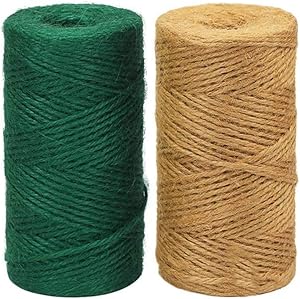 IME Natural Jute Twine,3 Ply 100m Long Crafts and Arts Twine String Garden Twine Spring for DIY Gift Wrapping,Gardening,Recycling and Wedding Decor 2 Pack Green and Brown