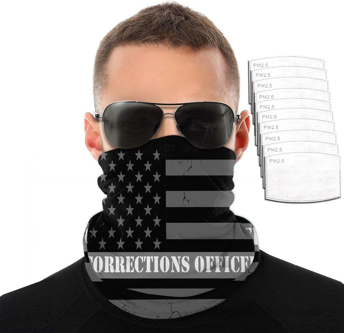 Corrections Officer Neck Gaiter Filter Bandana Half Balaclava Headwear