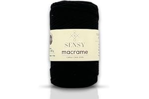S SENSY Sensy Premium 2mm - 160 Yards 100% Recycled Cotton Macrame Cord Crochet Bag Cord Macrame Rope Crochet Thread (Black)