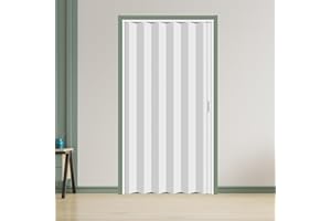 104RDHOUSE 48×80in PVC Internal Accordion Folding Door, Multifold Sliding Door for Closet, White in Color, with Installation Hardware; Handle; Latch.