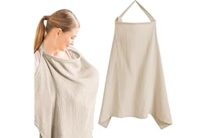 Muslin Nursing Cover for Breastfeeding, Soft&Breathable Cotton Breastfeeding Cover for Women,Privacy Nursing Covers with Arch