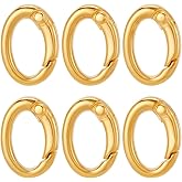 SUNNYCLUE 1 Box 6Pcs Real 18k Gold Plated Spring Oval Rings Connector Brass Oval Key Ring Carabiner Clip Snap Egg Shape Keyring Buckle for Keychains Bags Purses Jewelry Making Supplies DIY Crafts