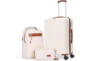 CONCEPTEN Luggage Sets 3 Piece, 20 Inch Carry On Suitcases With Spinner Wheels, Lightweight Travel Luggage With TSA Lock, ABS Hardshell Suitcase (White)