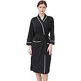 YOIPNEF Womens Lightweight Robe, Knit Kimono Robe for Women Spa Cozy Sleepwear Knee Length Bathrobe with Pockets