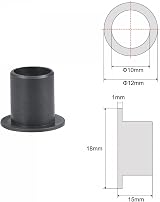 sourcing map Flanged Sleeve Bearing 10mm Bore 12mm OD 15mm POM Oilless Bushing view 2