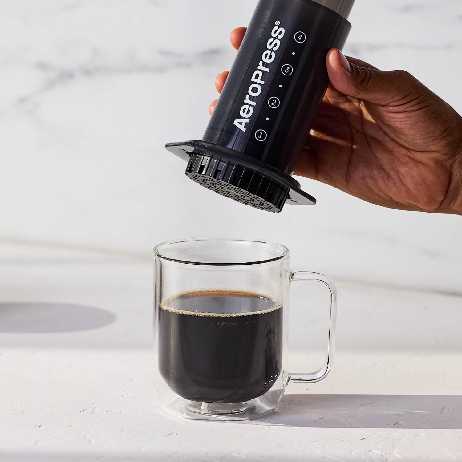 AeroPress Original Coffee Press - All-in-One French Press, Pour-Over & Espresso Style Manual Brewer, 2 Min Brew for Less Bitterness, More Flavor, Small Portable Coffee Maker, Travel & Camping
