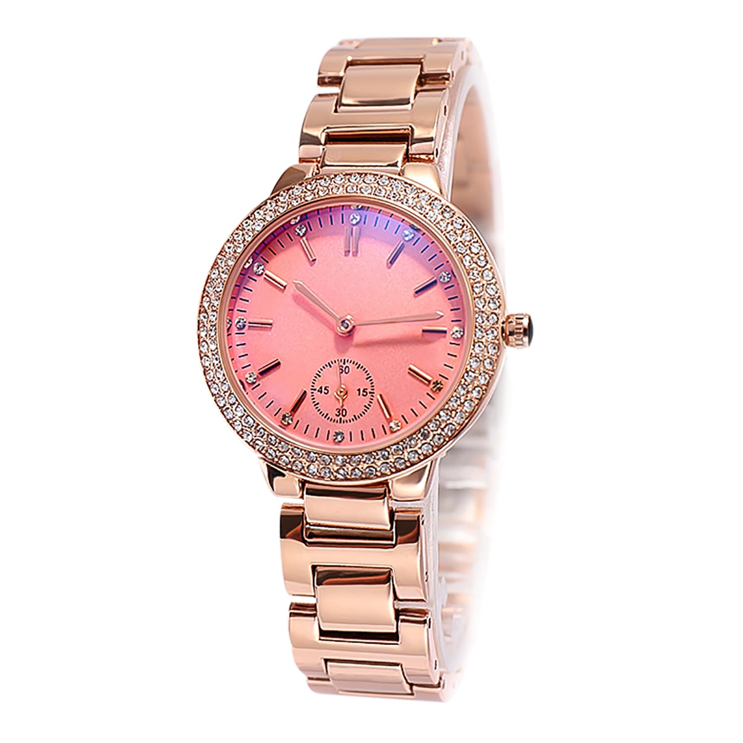 RORIOS Ladies Watch Fashion Analogue Quartz Watches for Women Diamond Dial Stainless Steel Bracelet Girl Watch, Pink, Bracelet, Pink, Bracelet
