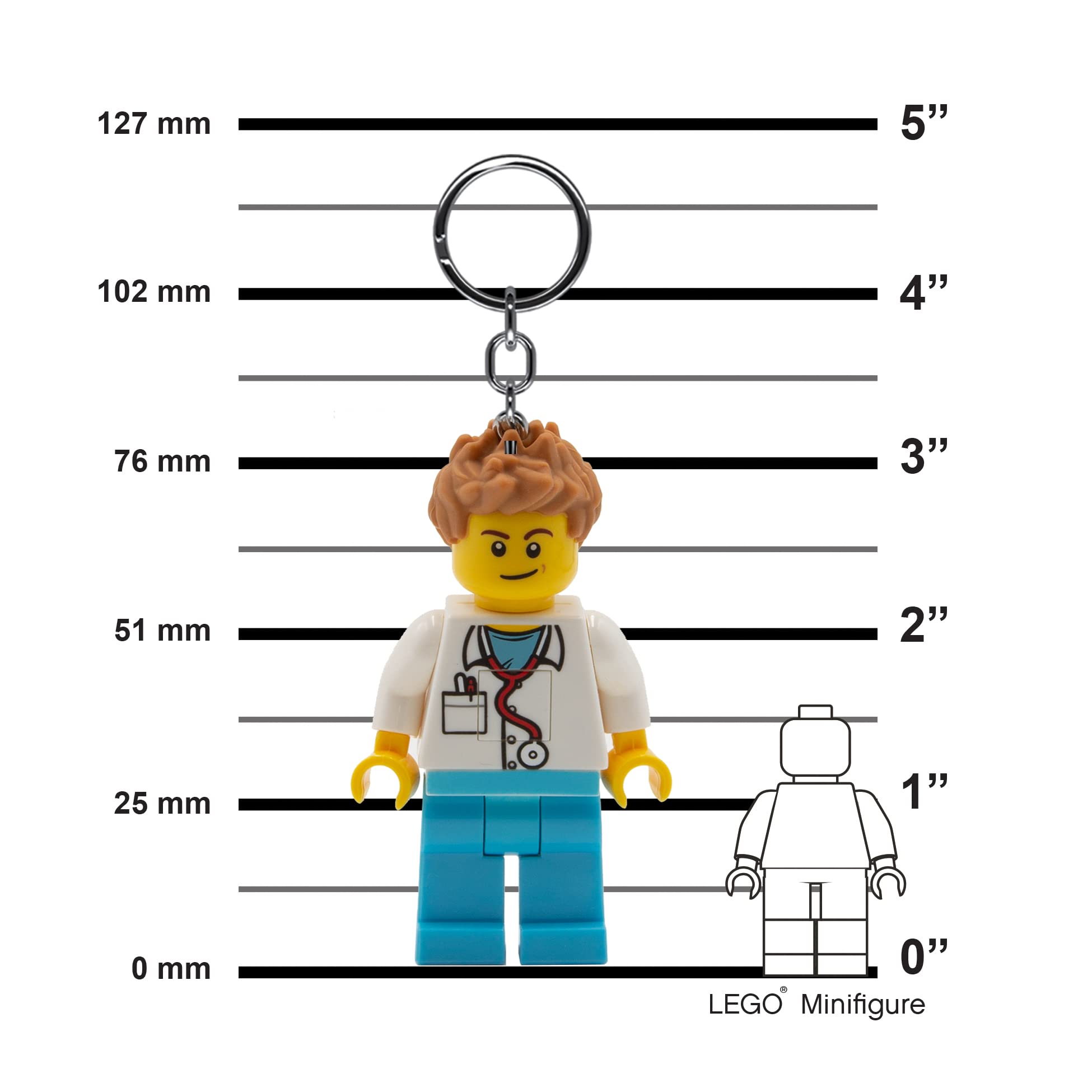 LEGO City Large 3 Inch Tall Figure Keychain Light - Doctor (KE184H)