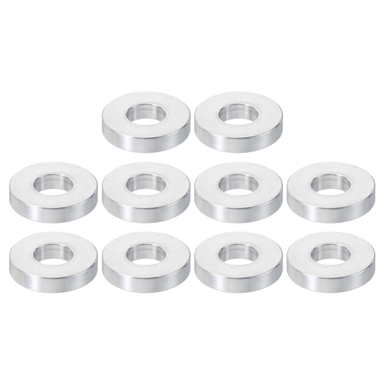 PATIKIL Aluminum Spacers, 10 Pcs M10 Aluminum Round Spacers, 10.5mm ID x 24mm OD x 5mm L, Silver, For 3/8" M10 Screws Bolts