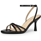 SLXCHBSL Kitten Heels for women, Strappy Round Open Toe Heeled Sandals | 3 Inch Comfortable Shoes, Adjustable Ankle Strap, Perfect for Daily Dress, Party, Prom, Formal