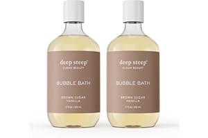 Deep Steep Bubble Bath, Brown Sugar Vanilla 17 oz (Pack of 2) – Hypoallergenic, Clinically Tested Soothing Soak with Shea Butter & Argan Oil – Sulfate-Free