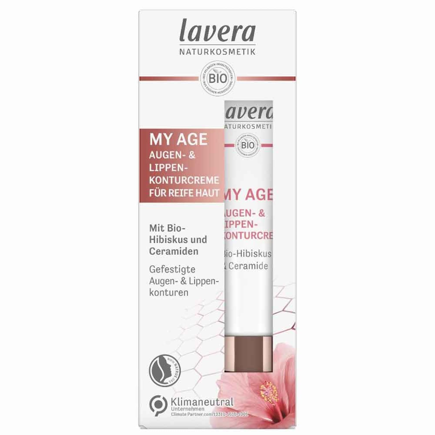 lavera My Age Eye & Lip Contour Cream - with Organic Hibiscus & Ceramides - Reduces Pigment Spots - Vegetable Origin - for Mature Skin - Natural Cosmetics - Vegan - Organic