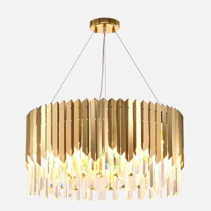 Skingk Arañas de luces de techo redonda cristalina de la lámpara del