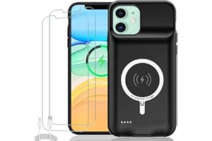 KCKEM Battery Case for iPhone 11, Upgraded 10000mAh Rechargeable Portable Extended Battery Pack Supported Qi Wireless Charging Case Compatible with iPhone 11 (6.1 inch) Charger Case Support Carplay (Black)