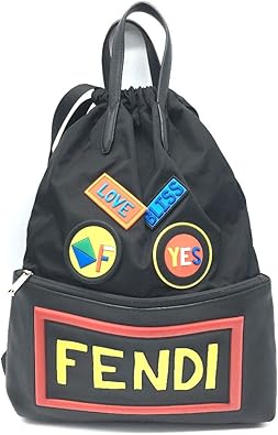 Amazon フェンディ Fendi 7vz034 10q フェイスリュック ロゴ ナップサック リュックサック リュック デイパック ナイロン レザー ラバー メンズ 中古 リュック バックパック