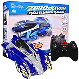 Fun Little Toys Zero Gravity Wall Climber Racer Vehicle Drive Up Any Smooth Surface USB Remote Control Electric RC Blue Fire Driving Car (Blue)
