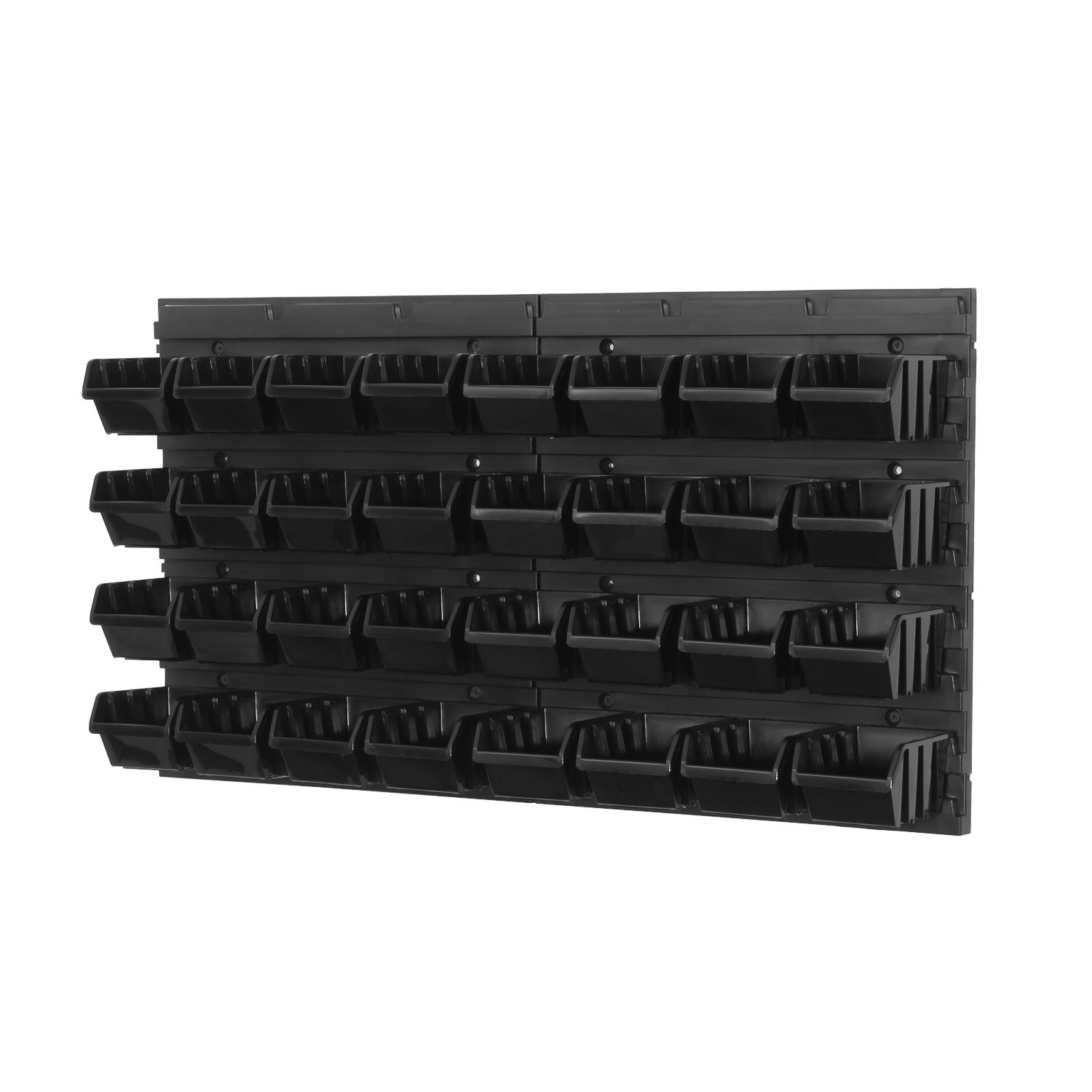 34 teiliges Wandregal Lagerregal Regale inkl. Stapelboxen schwarz