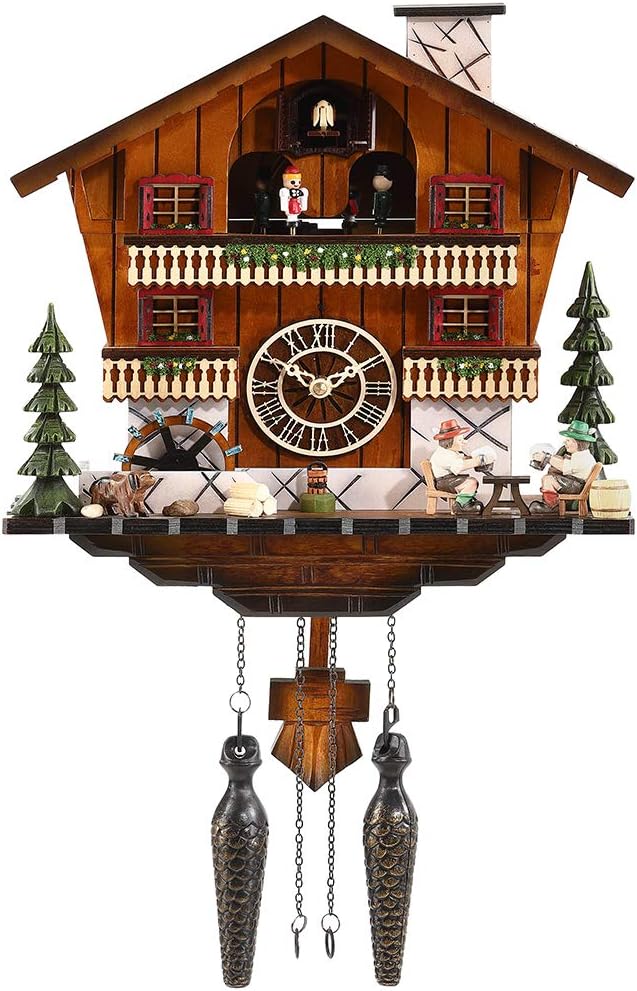 Kintrot Cuckoo Clock Large Handcrafted Black Forest Chalet House Quartz