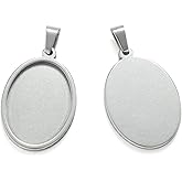 SAUNUCHI 10pcs Stainless Steel Oval Cabochons Pendant Blank Bezels Oval Cabochons Necklace Base Trays Settings for Jewelry Pendant DIY Making (18x25mm)