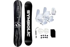 Symbolic Knotty 2025 Snowboard + White Bindings Leash, Stomp Pad Package 140 145 150 155 157 160 163 167