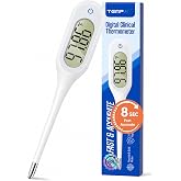 8 Seconds Basal Thermometer for Adult &amp; Kids, Accurate &amp; Safe Thermometer | Fever Alarm and Memory Recall, Oral, Ovulation or Underarm Use