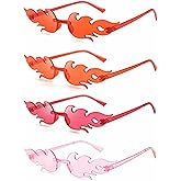 GTREW 4 Pcs Fire Flame Sunglasses Women Men Halloween Fire Shaped Glasses cosplay Accessory Party Eyewear