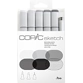 Copic Sketch Alcohol Marker 5 Colors + Multiliner SP Set, Sketching Grays