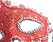 Venetian Style Lace with Rhinestone Liles Costume Masquerade Mardi Mask (Red)