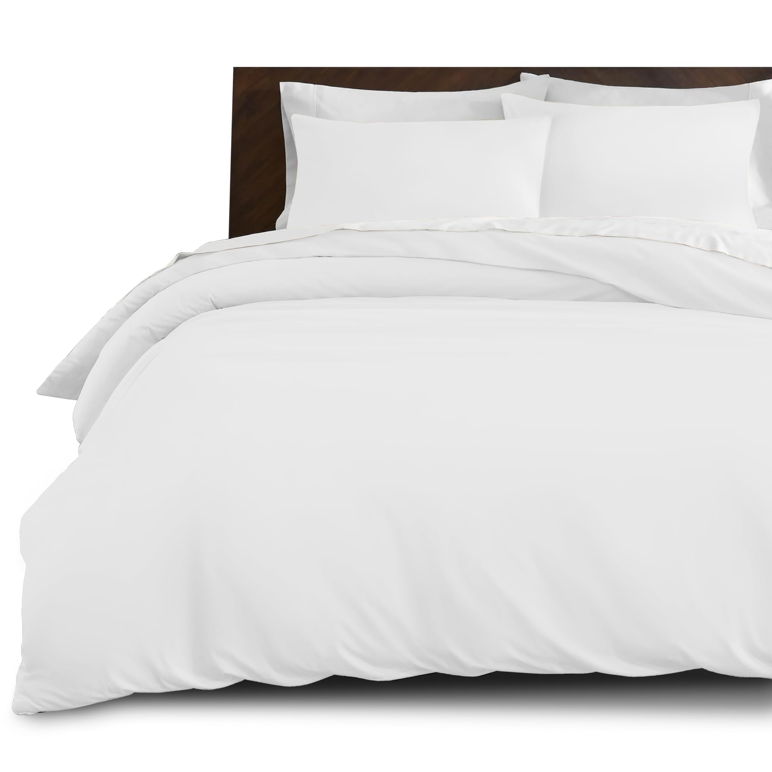 Imperial Rooms Super King Duvet Set Brushed Microfiber 3 Piece Plain White Bedding Sets with Pillow Cases Ultra Soft Duvet Cover with Button Closure (260 x 220 Cm) — image 1