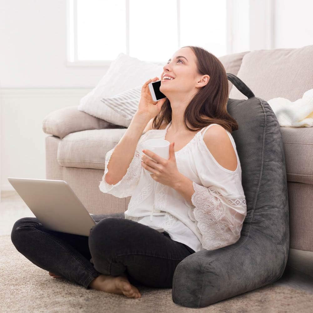 mittaGonG Backrest Reading Pillow with Arms Removable Cover Gray: Home & Kitchen