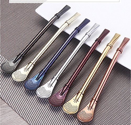 VT BigHome Stainless Steel Long Handle Coffee Spoon With Straw Outdoor Camping Spoon Camping Cookware Tableware