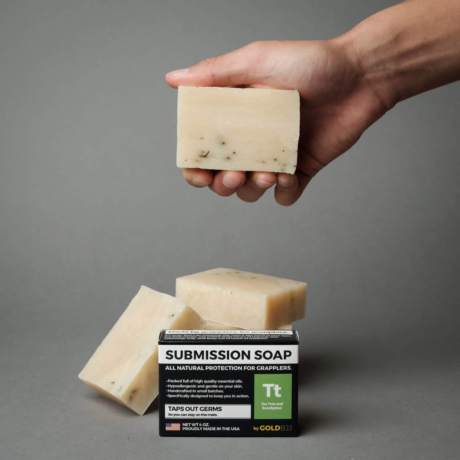 Premium Tea Tree Oil Soap - With Activated Charcoal! 100% All Natural USA Made Bars for BJJ, Jiu Jitsu, Wrestling (2-Pack of 4 Ounce Soap Bars) : Beauty