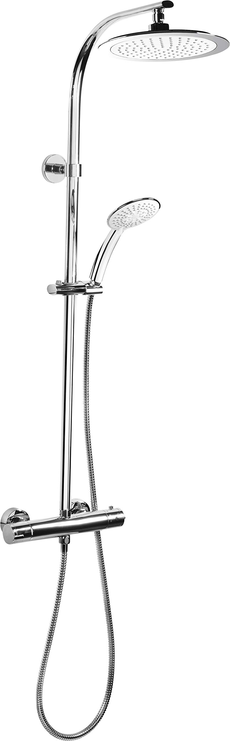 Cornat TECBW3422 Complete Style-Chrome-Plated-with Thermostatic Fitting-Hand 5 Spray Types: Normal, Soft, Massage-Anti-limescale-Variable borehole spacing/Shower System