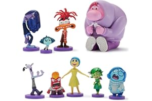 DISNEY STORE Official Inside Out 2 Figure Set – 9 Fully Sculpted Disney Figures Including Anger, Joy, Envy, Sadness & More in Double-Tiered Box with Scenic Backgrounds