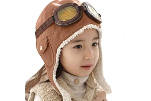 Ewanda store Unisex Baby Kids' Pilot Aviator Fleece Warm Hat Cap with Earmuffs