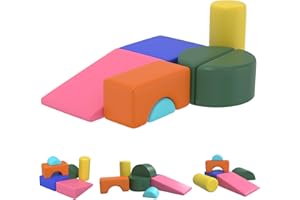 CMFYDAILY Climbing Toys for Toddlers 1-3 Inside, Colorful Lightweight Indoor Soft Play Climbing with Velcro, High-Density Foam Climbing Blocks Play Set, PU Leather Corner Climber Toys(Rainbow)