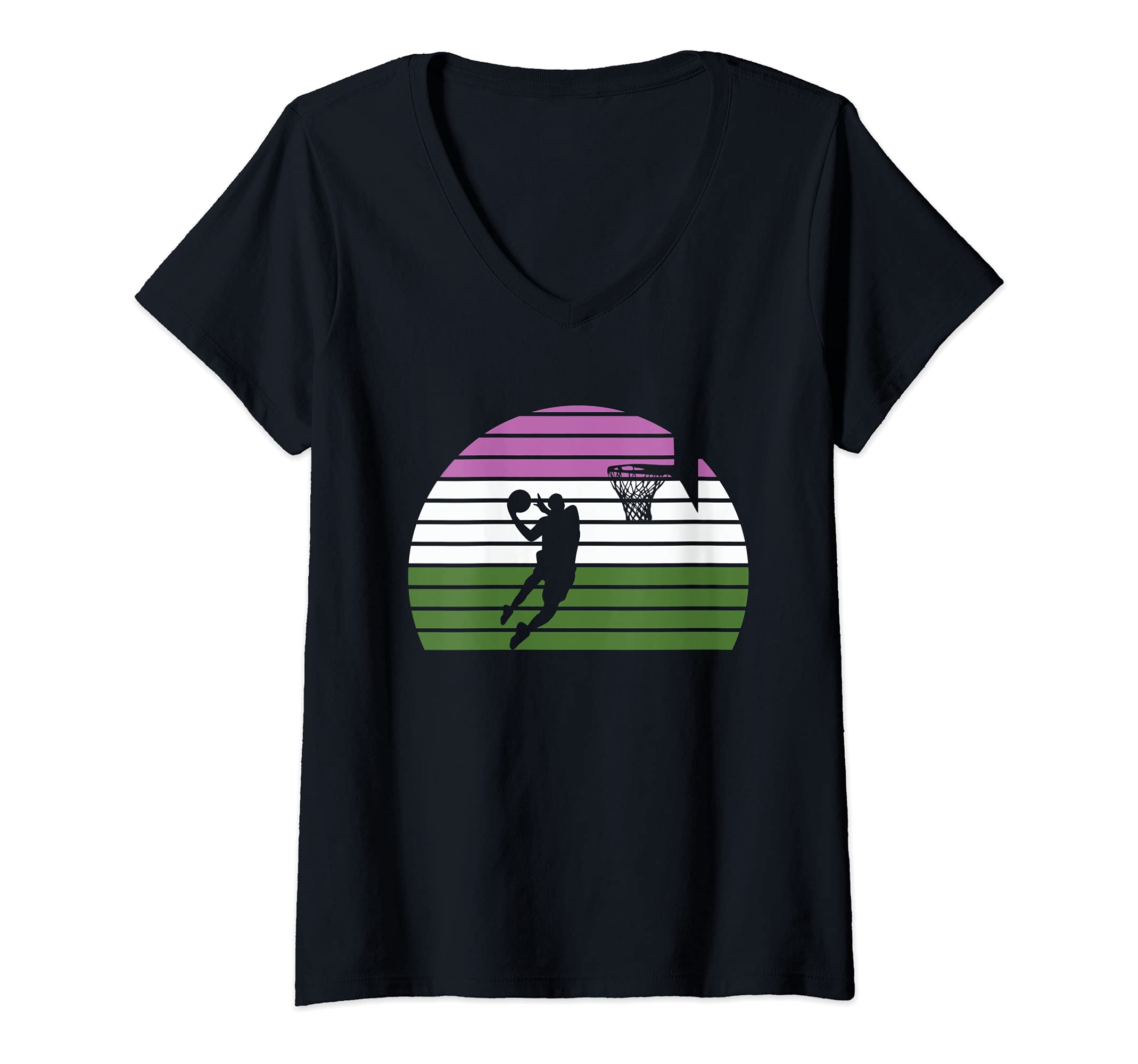 Womens Basketball Player LGBT-Q Retro Gender-Queer Pride Sport Fan V-Neck T-Shirt