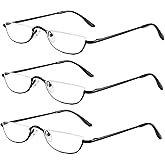 DBEFTLI Half Frame Reading Glasses - Half Moon Readers with Spring Hinge for Women Men